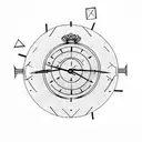 clock and globe with arrow through tattoo design idea