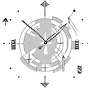 clock and globe with arrow through tattoo design idea