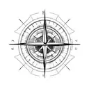 part compass clock and globe with arrow through tattoo design idea