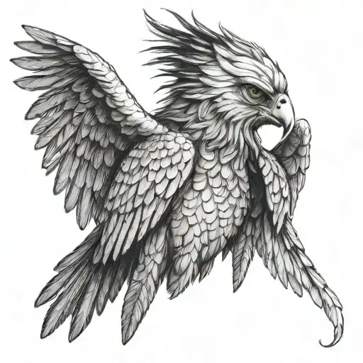 a female harpy looking over her shoulder at you tattoo design idea