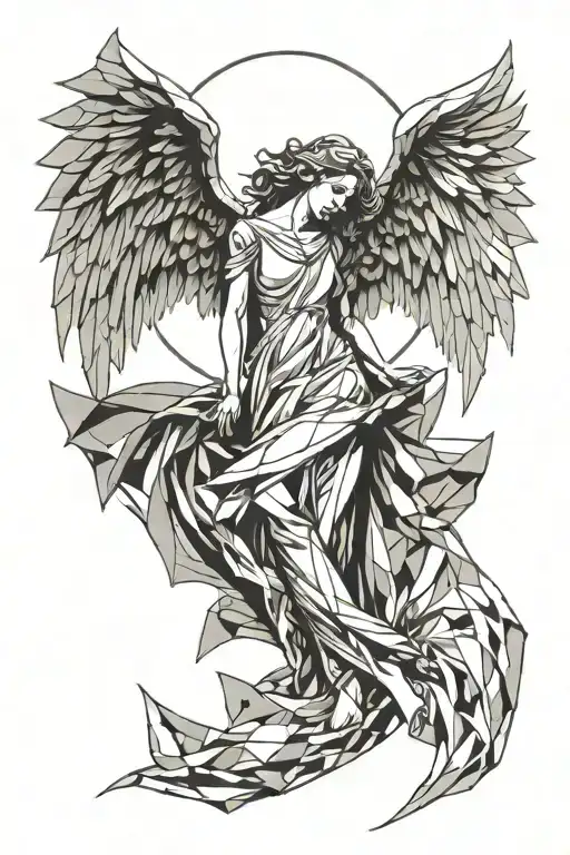 angel falling tattoo design idea