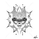 sun riding snowboard tattoo design idea