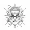 sun riding snowboard tattoo design idea