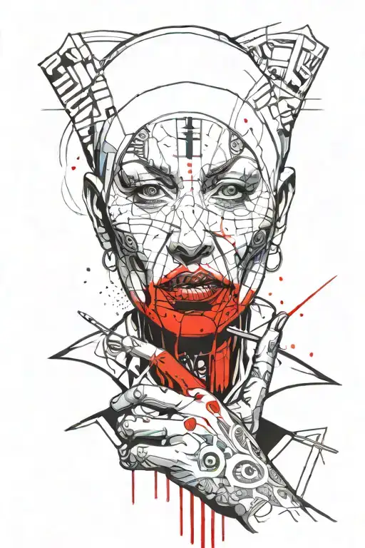 portrait of a nun showing the middle finger tattoo tattoo design idea