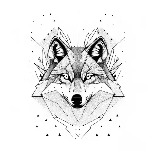 A minimalist design of a running wolf amidst a forest landscape tattoo design idea