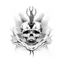 A twisted and surreal landscape of the 9th pit of hell tattoo design idea