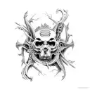 A twisted and surreal landscape of the 9th pit of hell tattoo design idea