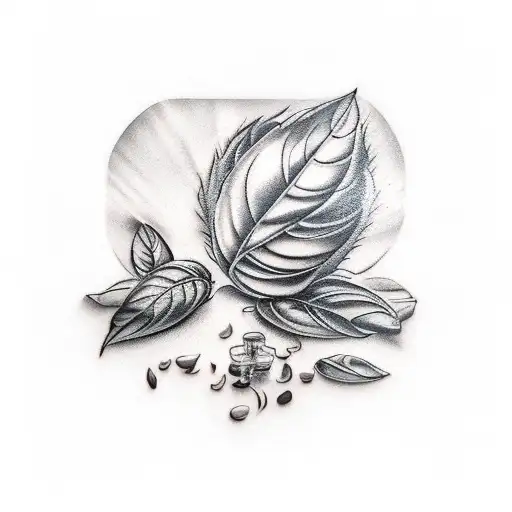 basil leaves and stem alone tattoo design idea