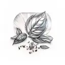 basil leaves and stem alone tattoo design idea