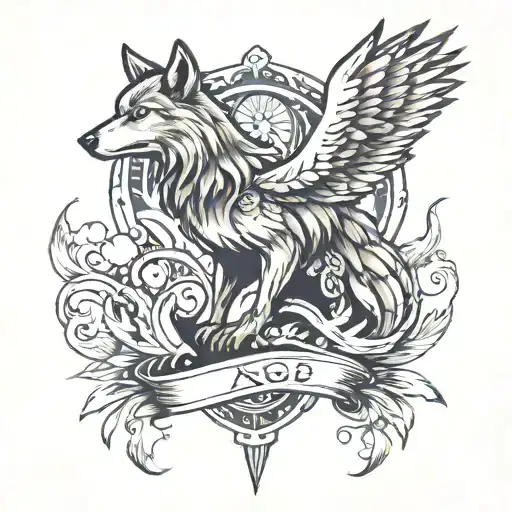 wolf and eagle tattoo design idea