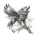 wolf more eagle tattoo design idea