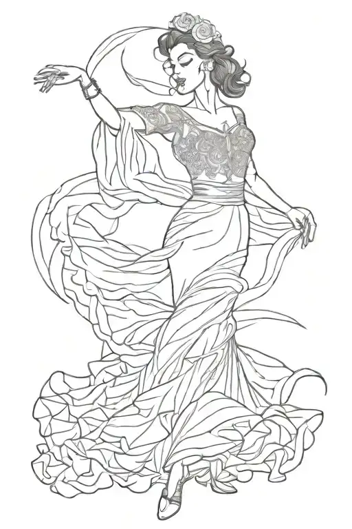flamenco dancer gracefully moving tattoo design idea