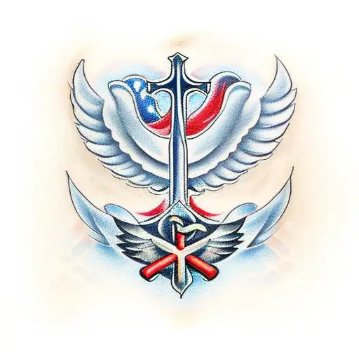 Christian Cross with wings tattoo design idea