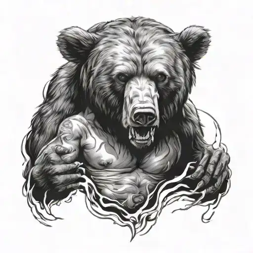 Samist and the bear are furious tattoo design idea