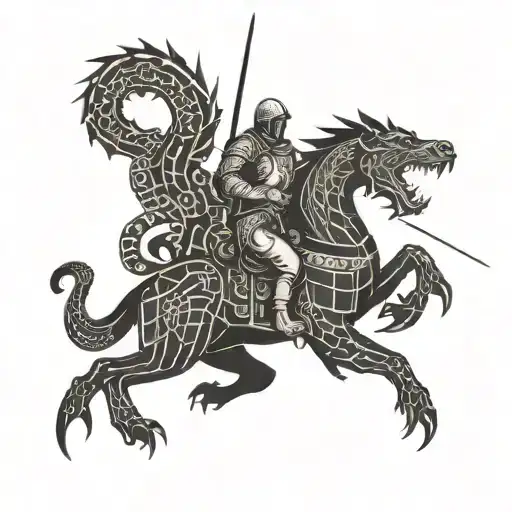 Saint George killing a dragon tattoo design idea