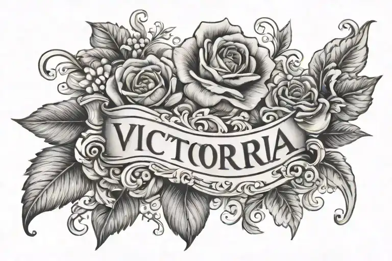 victoria name of my grandmother tattoo design idea