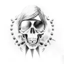 kurt cobain and skulls tattoo design idea