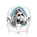 kurt cobain and skulls tattoo design idea