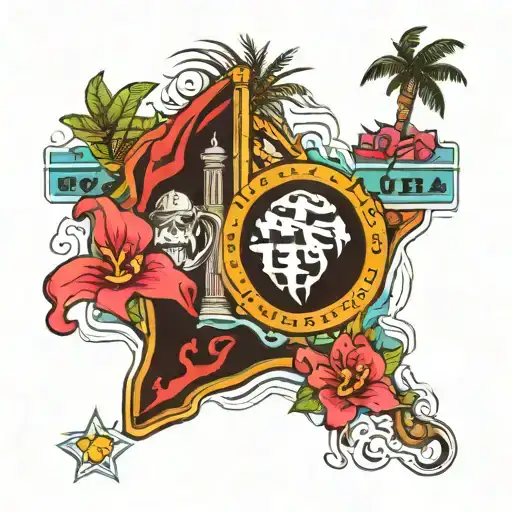 Cuba and Miami tattoo ideas that show the love for both places, include map of both places  tattoo design idea