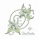 heart made with simple lily of the valley with initial E and date 02.05.24 in the outline of the heart tattoo design idea