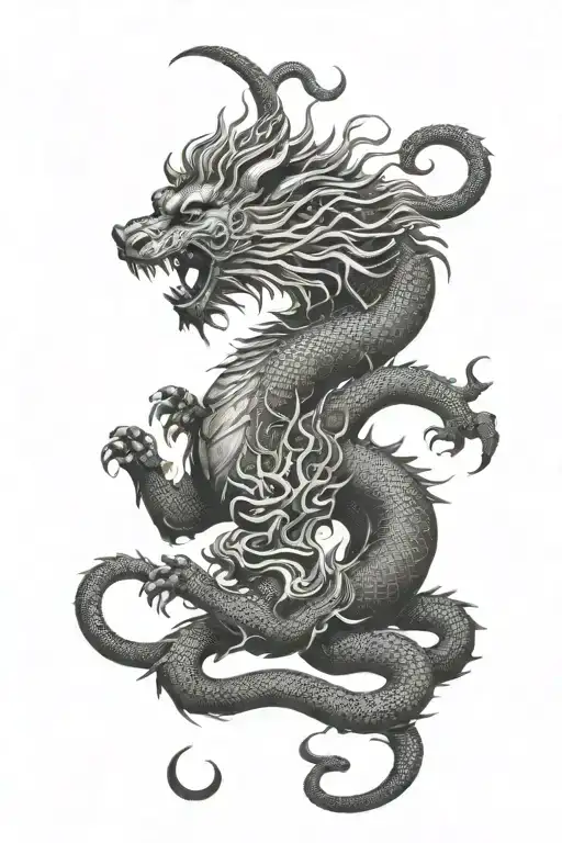 dragon and lion tattoo design idea