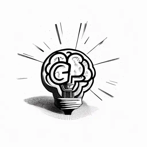 a craked lightbulb with a brain inside  tattoo design idea