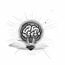 a craked lightbulb with a brain inside  tattoo design idea