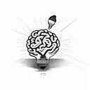 a craked lightbulb with a brain inside  tattoo design idea