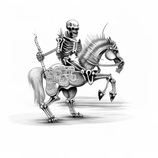 Comanchee skeleton riding an undead horse; his left shoulder bears the insignia of the 33rd IBCT tattoo design idea