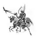 Comanchee skeleton riding an undead horse; his left shoulder bears the insignia of the 33rd IBCT tattoo design idea