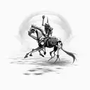 Comanchee skeleton riding an undead horse; his left shoulder bears the insignia of the 33rd IBCT tattoo design idea