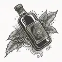 A police badge with a bourbon bottle and glass intertwined in the design tattoo design idea