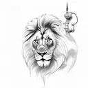 lion standing over his cub tattoo design idea