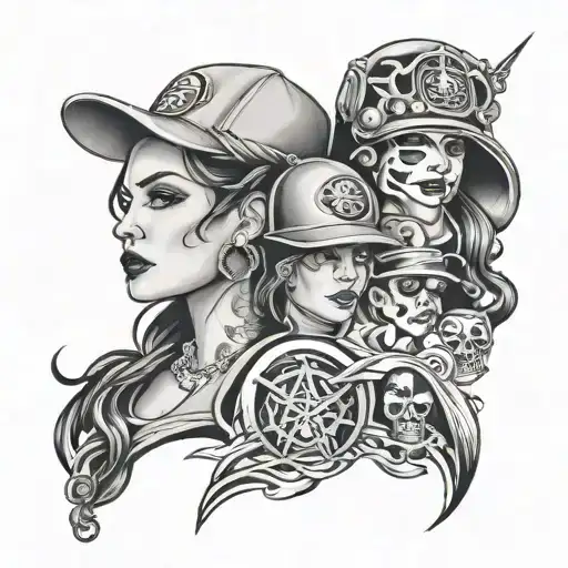 49ers gangster women tattoo design idea