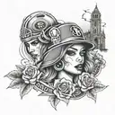 49ers gangster women tattoo design idea