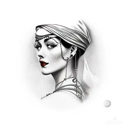 female, 1940s gypsy  tattoo design idea