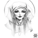 female, 1940s gypsy  tattoo design idea