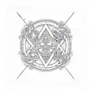 Alchemy symbols intertwined with scientific equations tattoo design idea