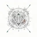 Alchemy symbols intertwined with scientific equations tattoo design idea