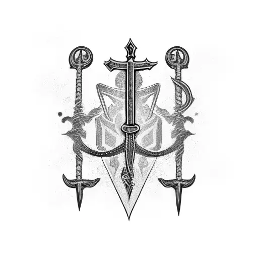 spine tattoo sword with glyph tattoo design idea