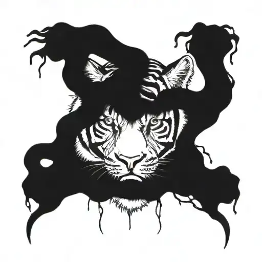A tiger breaking free from chains symbolizing strength and resilience in the face of adversity tattoo design idea