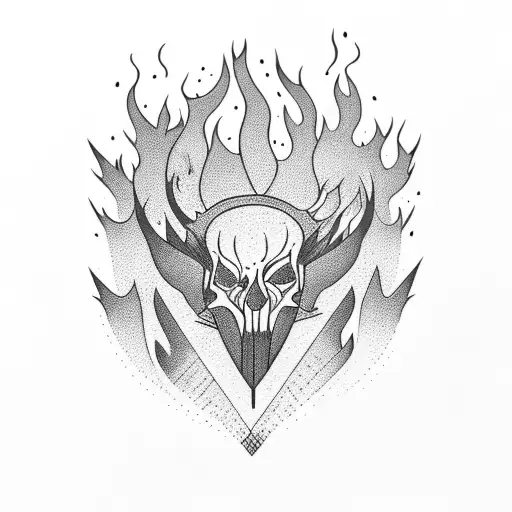 Bonfire with pines tattoo design idea