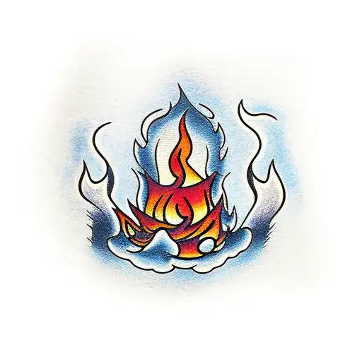 Bonfire with firs tattoo design idea
