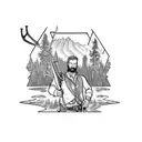 Arthur from read dead redemption standing before lake with his shotgun in his tight hand, Above him standing deer tattoo design idea