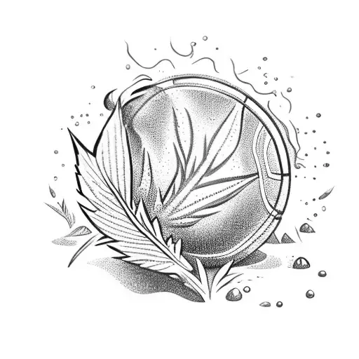 A basketball player dunking a weed leaf into a pot of boiling water tattoo design idea