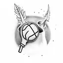 A basketball player dunking a weed leaf into a pot of boiling water tattoo design idea