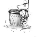 A basketball player dunking a weed leaf into a pot of boiling water tattoo design idea