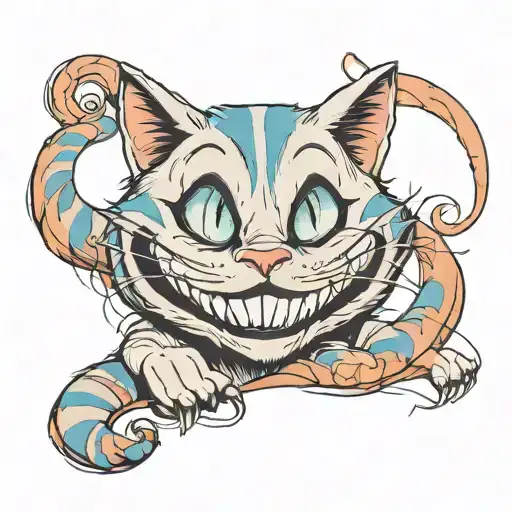 the smile of cheshire cat tattoo design idea