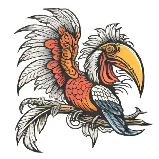 hornbill  tattoo design idea