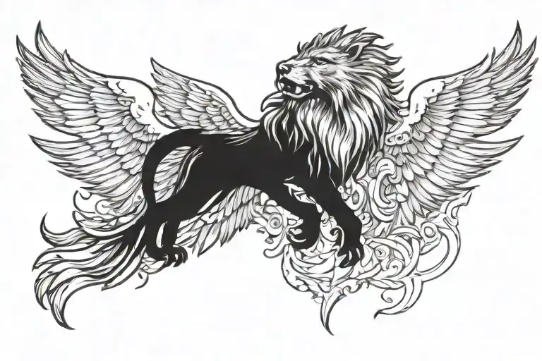 roaring lion head, howling wolf, eagle with wings spread open, Full back tattoo design tattoo design idea
